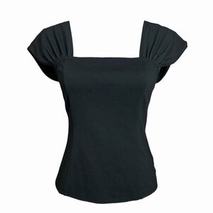 Anthropologie Meadow Rue Top S Black Square Neck Stretch Pinup Tank Top